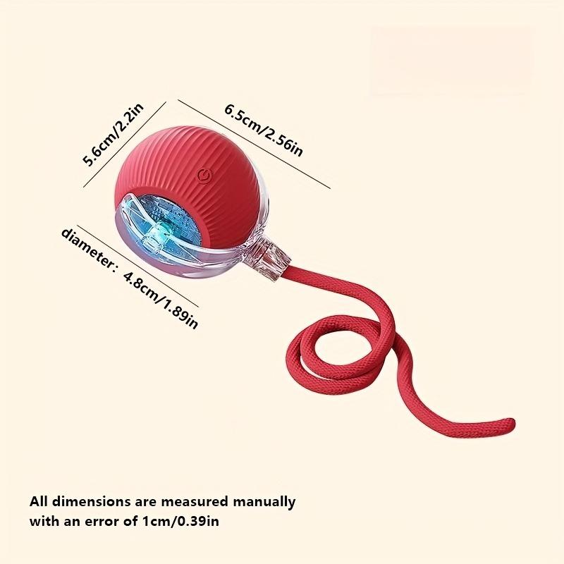 Automatic Rolling Cat Ball Toy with LED Light & Tail Rope, Interactive Play for Pets