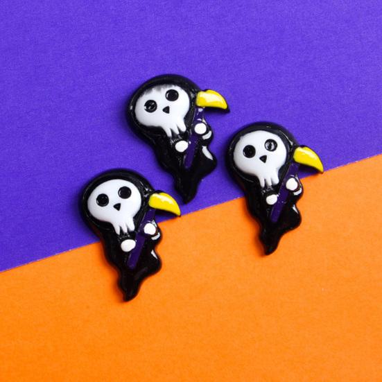 10Pcs Halloween Resin Flat Accessories Bat Back Cute Ghost Burst Skull Witch Mini Eyeball Ornament Mixed