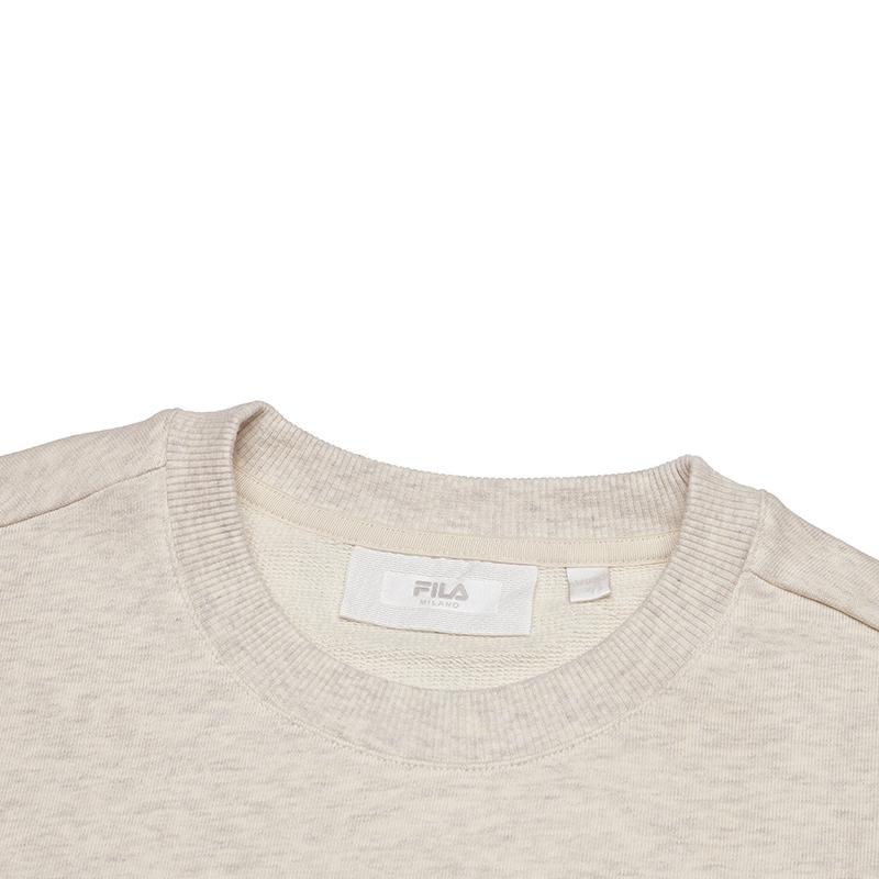 Fila Milano Series Simple Fashion Knit Pullover Round Neck Sweatshirt Men Sweatshirt Light-Khaki Flower-Gray F11M515201FLK