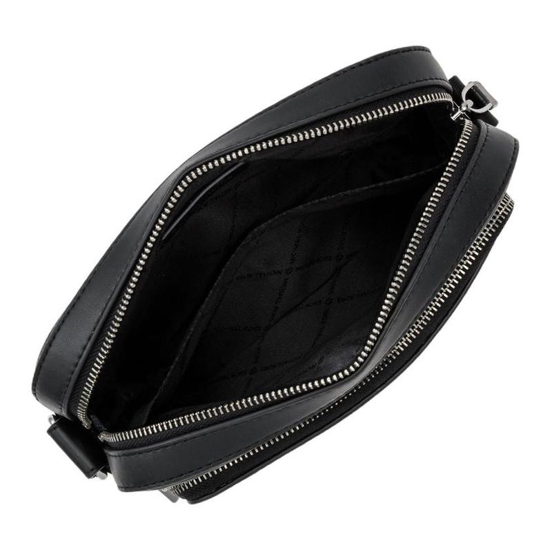 Michael Kors COOPER Brand Logo Zipper Design Adjustable Shoulder Strap Cowhide Crossbody Bag Men's Black