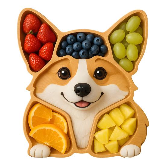 Wooden Serving Tray Dog Shaped Charcuterie Platter Appetizer Board for Cheese Meats Fruits Nuts Cookies