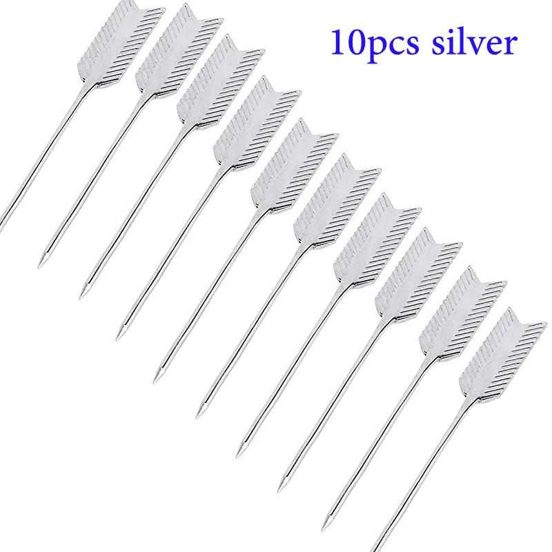 

10 pcs Stainless Steel Arrow Cocktail Picks Reusable Drink Picks Martini Picks Toothpicks for Fruit,Cocktail,Party,Wedding