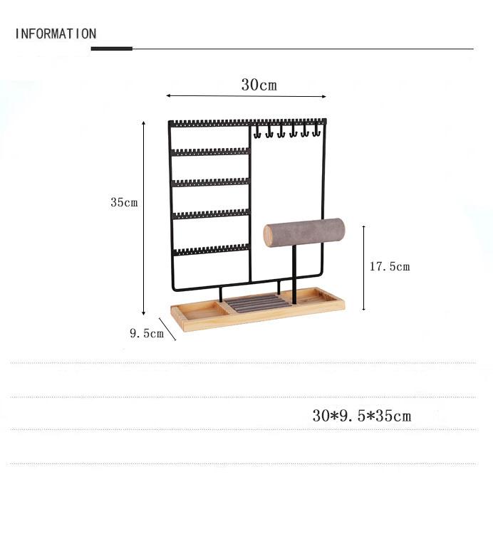 Jewelry Display Rack Earrings Ring Necklace Watch Jewelry Shelf Organizer Bracelet Stand Holder Hooks Storage with Jewelry Tray