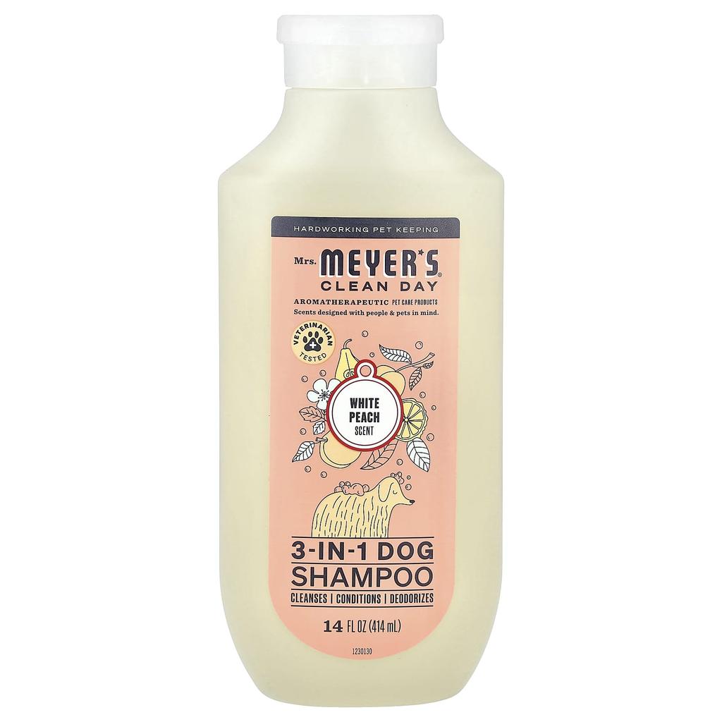 Mrs. Meyers Clean Day 3-In-1 Dog Shampoo, White Peach, 414 Ml (14 Fl Oz)