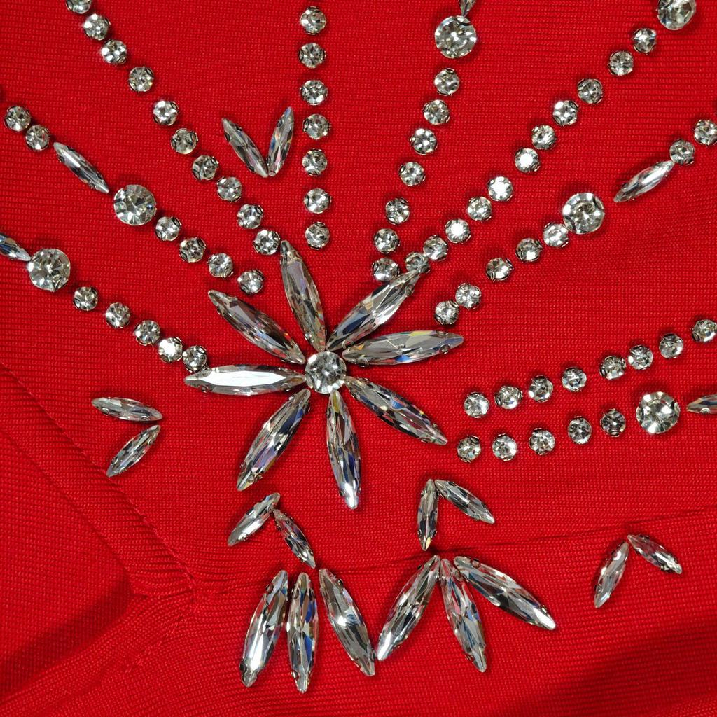 Elegant Rhinestone Slim Fit Evening Dress - European & American Style