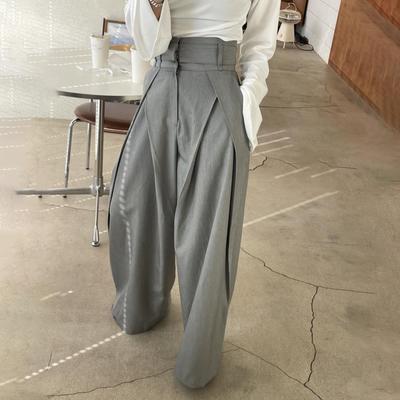 Pantaloni casual a vita alta con gamba larga e slanciata, a vita alta, stile Design Sense Niche, per donna, primavera