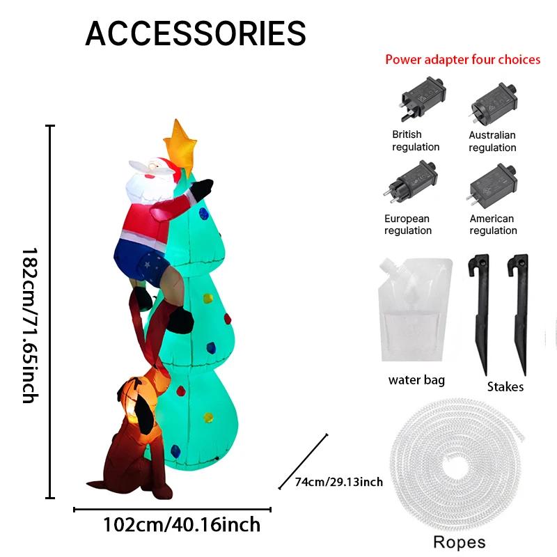 

5.9FT Xmas Holiday Inflatable Yard Decor Santa Climbing Tree Dog LED Christmas Decoration Toy Supplies Home Decor Ornament Gifts RU