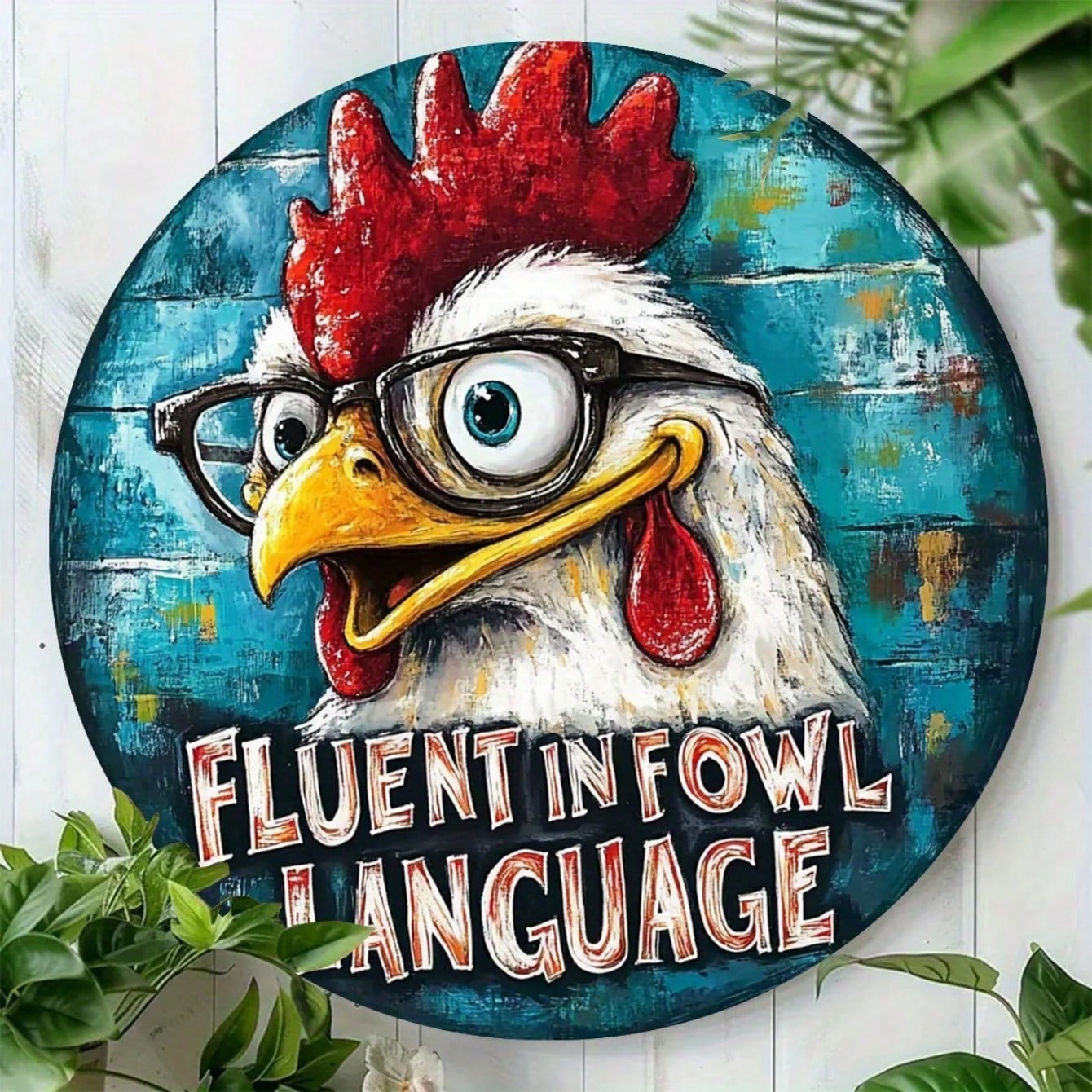 

Vintage Metal Wall Art Chicken Decor For Home Cafe 20x20 різнокольоровий