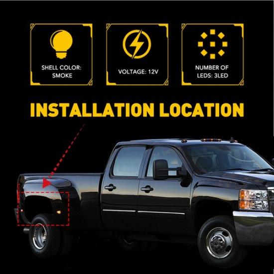 4Pc Smoked Dually Fender Red Amber LED Side Lights Marker For Ford F350 F450 F50