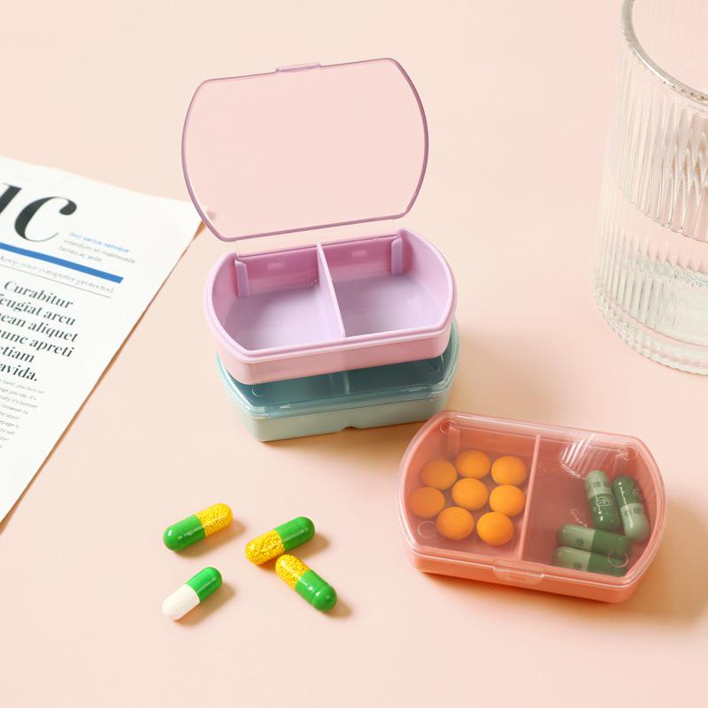 Portable Colorful 2-Compartment Pill Organizer Box