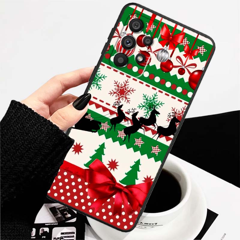 Świąteczne Pudełko Prezentowe Etui na Telefon Dla Samsung A73 A72 A71 A55 A54 A53 A52 A51 A13 A22 A16 A15 A12 A14 A26 A07 5G Czarne