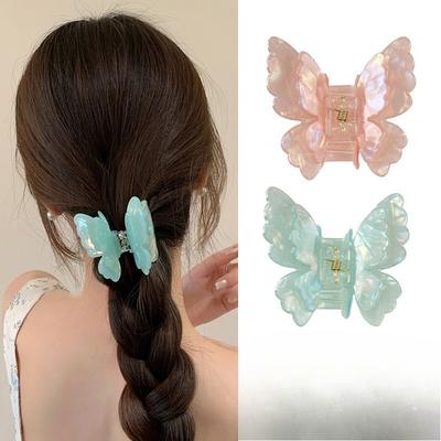 Iridesy Double-layer Butterfly Acetate Hairpin Women's Semi-tied Hair AccessoryShark Clip