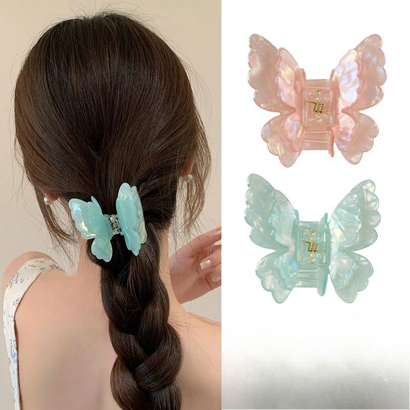 Iridesy Double-layer Butterfly Acetate Hairpin Women's Semi-tied Hair AccessoryShark Clip