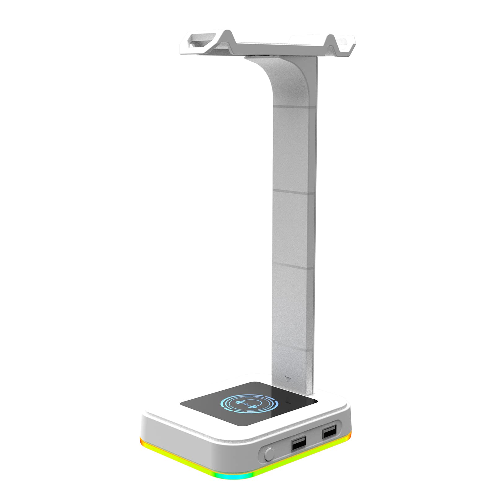 

Подставка для наушников AJAZZ D9 с 2 USB-портами и 7 режимами RGB-подсветки, нескользящая (белый)