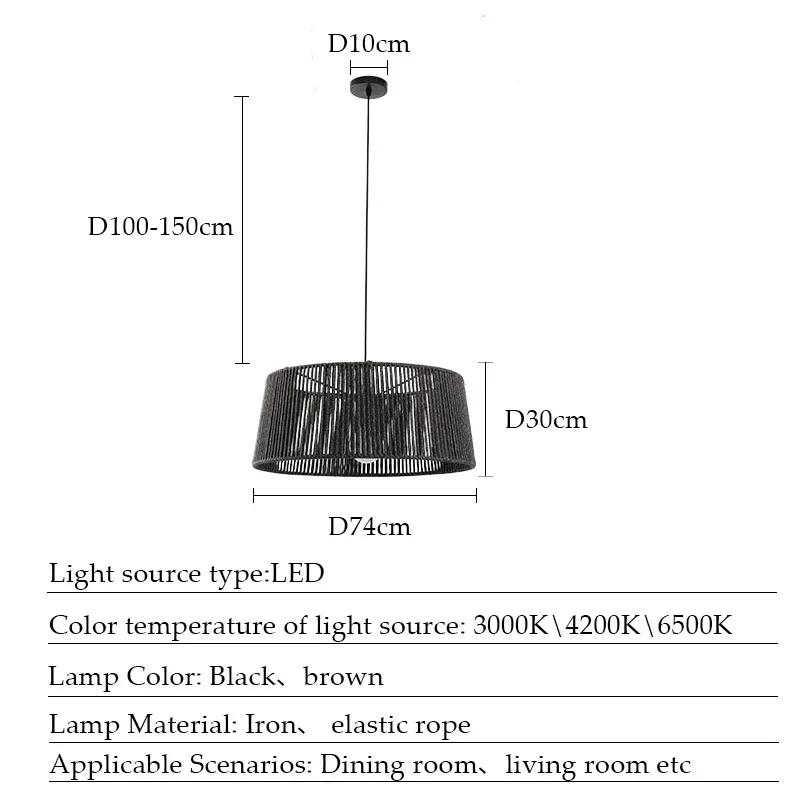 New Chinese style tea room restaurant pendant light tatami study room rope pendant light bar pendant light
