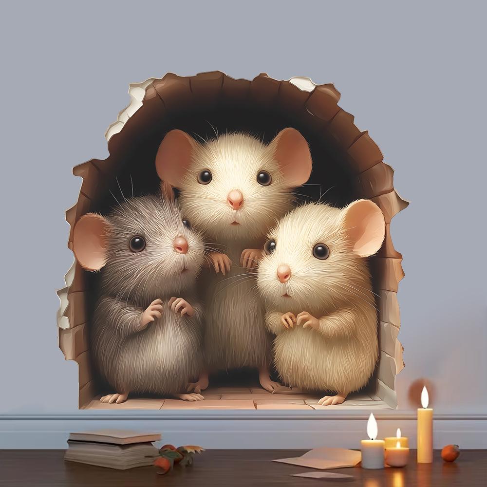 Cute Cartoon Mouse Hole Kitchen Staircase Home Decoration Sticker