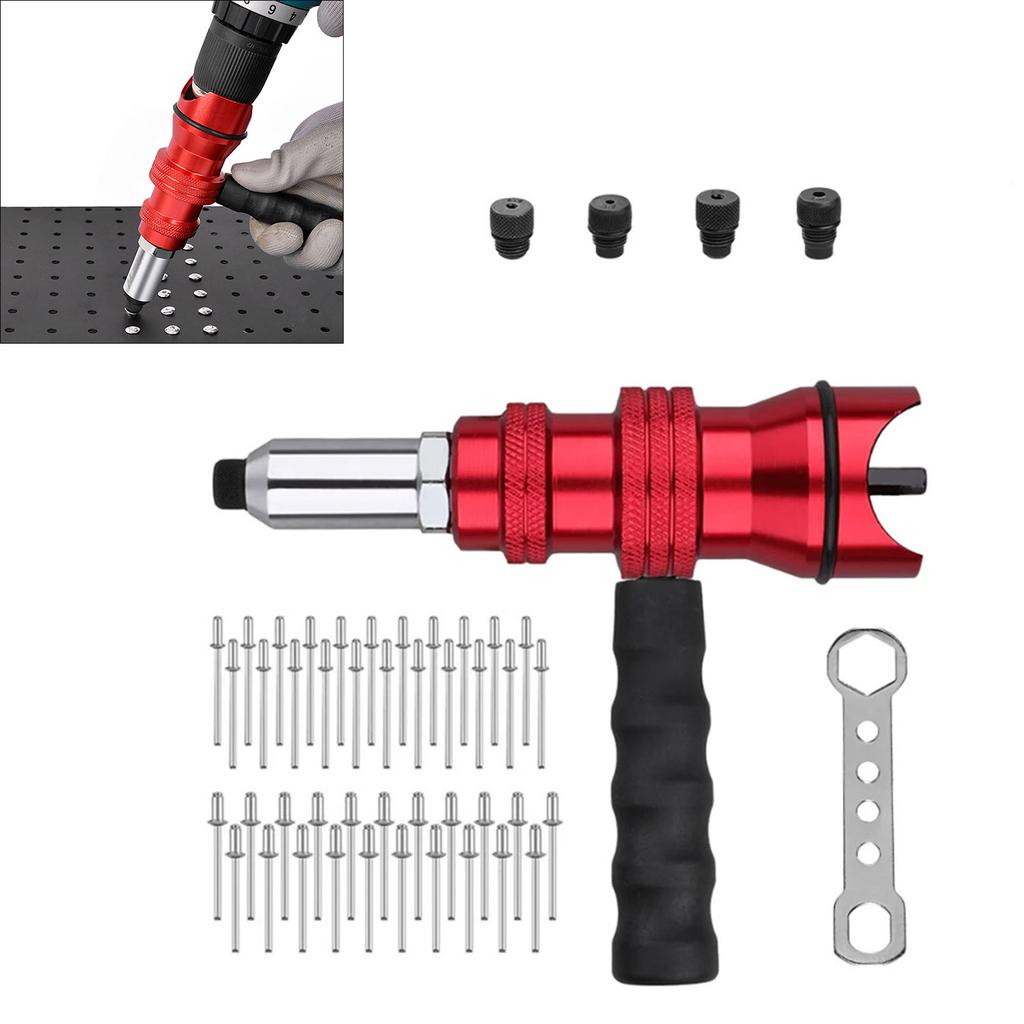 Durability Rivet Guns Adapter with 100Rivets AntiCorrosion Coating Reverse Drill Function for DIY Projects Easy Processing