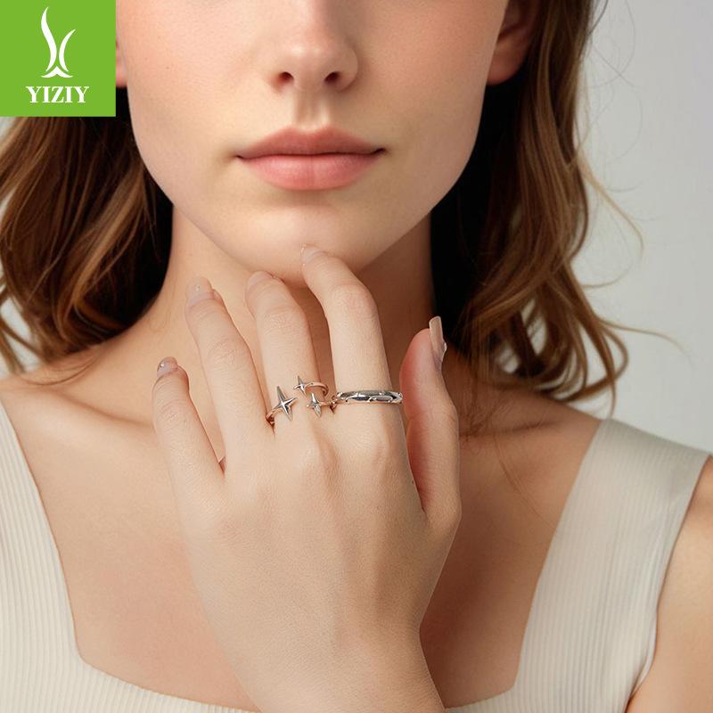 Sparkle Starlight Open Ring S925 Sterling Silver Dream Star Ring Jewelry