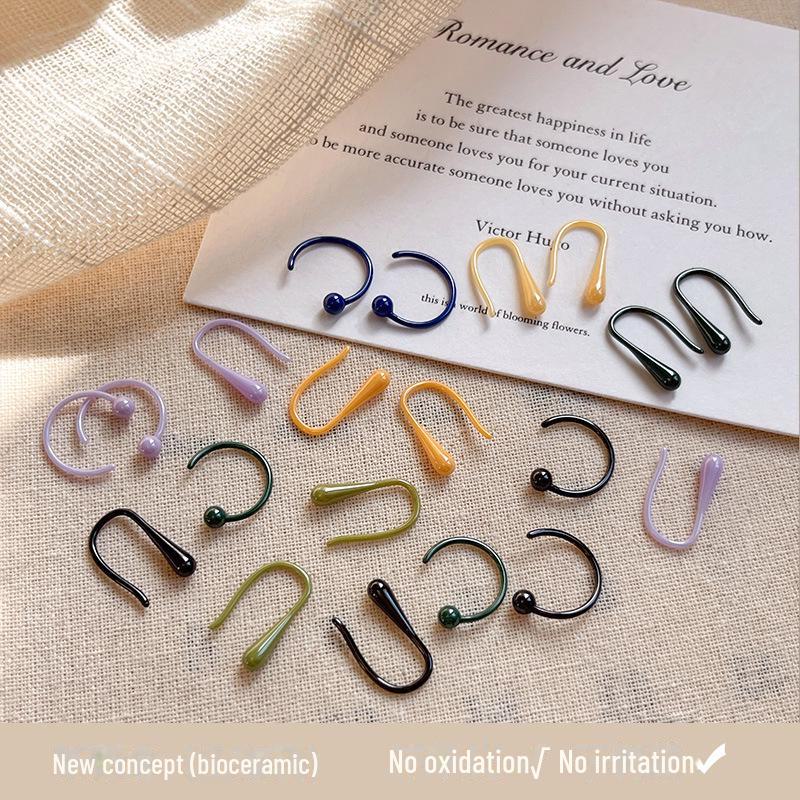 High-end Colorful Geometric Ceramic Earrings - Comfortable for Sleeping, Unique Design.