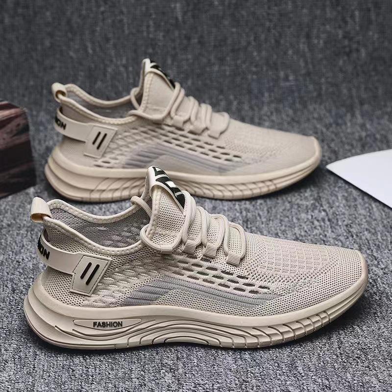 Fliegende gewebte Oberfläche atmungsaktive Freizeitschuhe Frühling und Sommer neu große Größe Herrenschuhe Low-Top runde Zehenpartie weiche Sohle Sportschuhe
