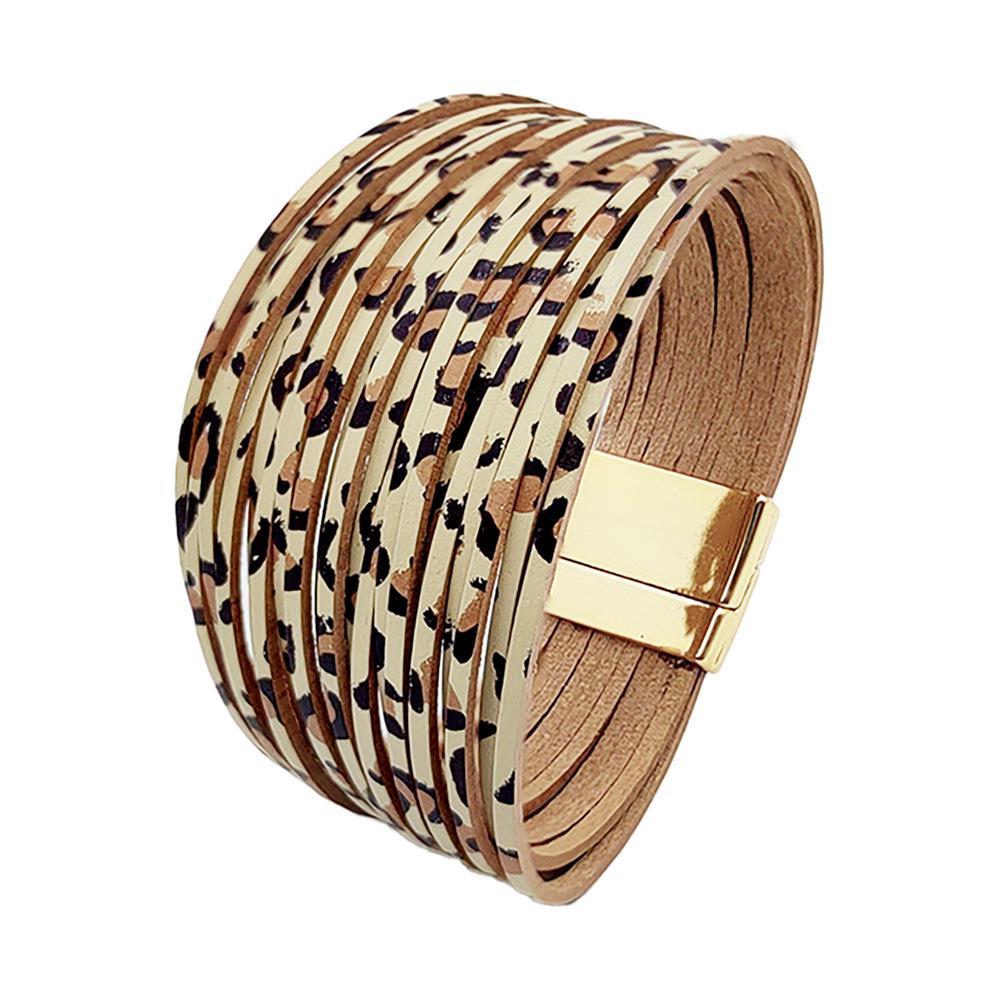 Bohemiskt Läderarmband med Flera Trådar och Prägling, med Magnetlås för Herr och Dam