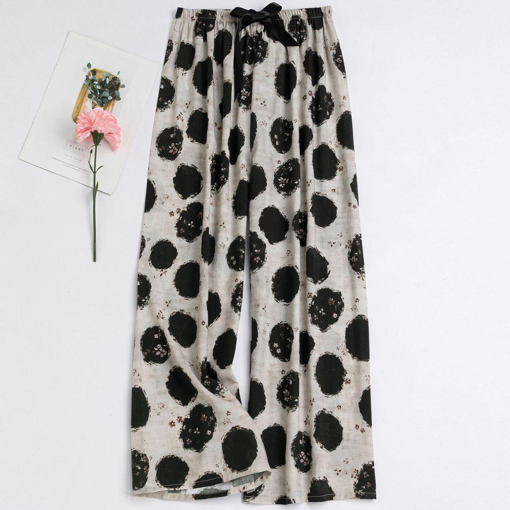 Women's Floral Cotton Silk Pajama Pants, Mosquito Repellent, Outdoor & Home Wear, Plus Size, Lightweight Summer Style.