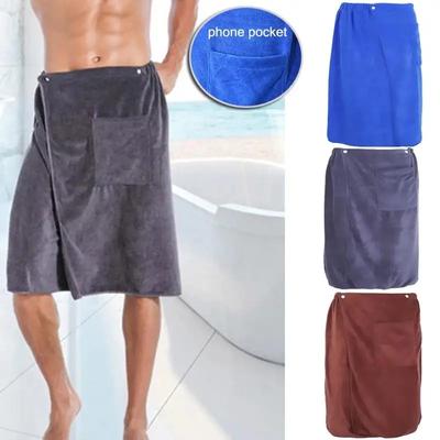 1PC Soft Man Wearable Bath Towel with Pocket  Mircofiber Swimming Beach Blanket 70*140cm