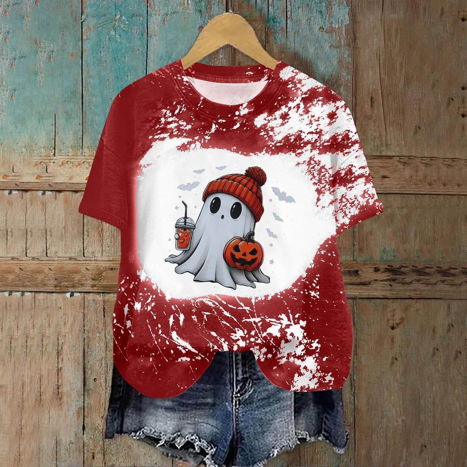 

Женская модная повседневная футболка с круглым вырезом и принтом, пуловер с короткими рукавами, топ XL красный