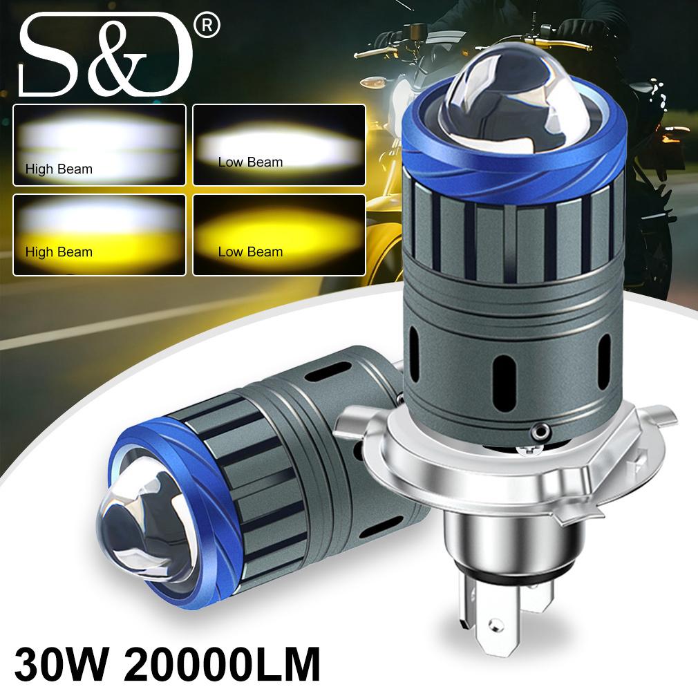 1Pc 20000Lm Motorcycle Headlight H4 LED BA20D H6 Turbo Bulb High Low Beam Moto CSP Led Projector Lens Motorbike Lamp White Yellow 6000K 3000K