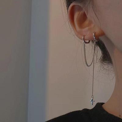 Korean Style Double Cross Earrings: Chic, Cool, and Simple