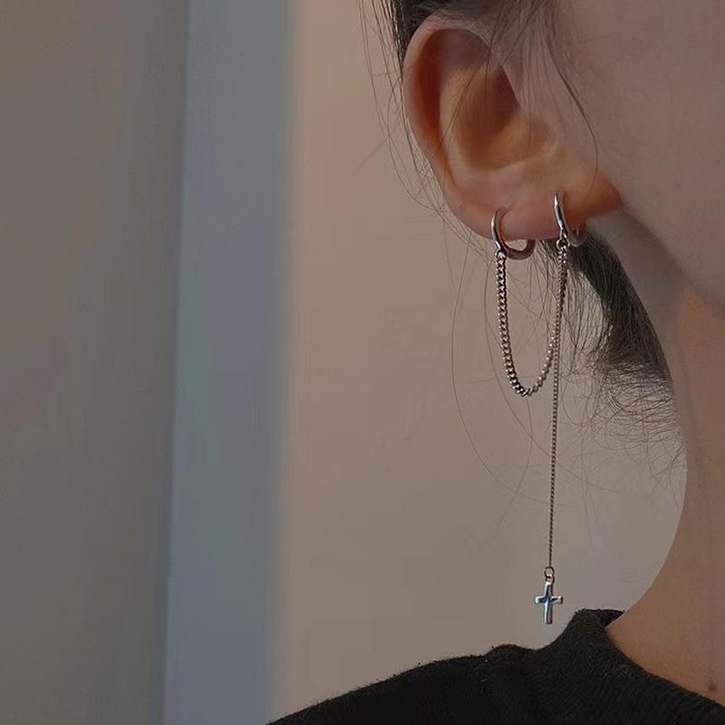 

Korean Style Double Cross Earrings: Chic, Cool, and Simple