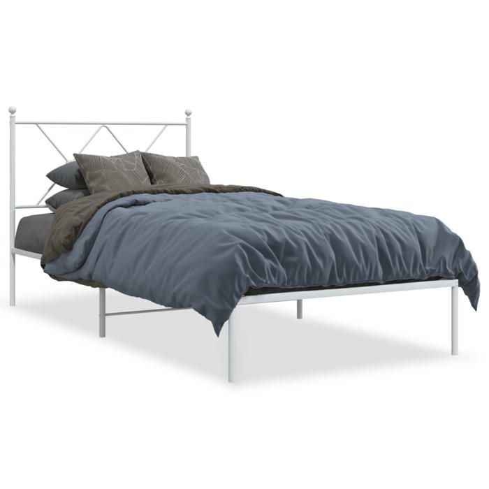 VidaXL Cadre de lit métal sans matelas avec tête de lit blanc 90x200cm 376544