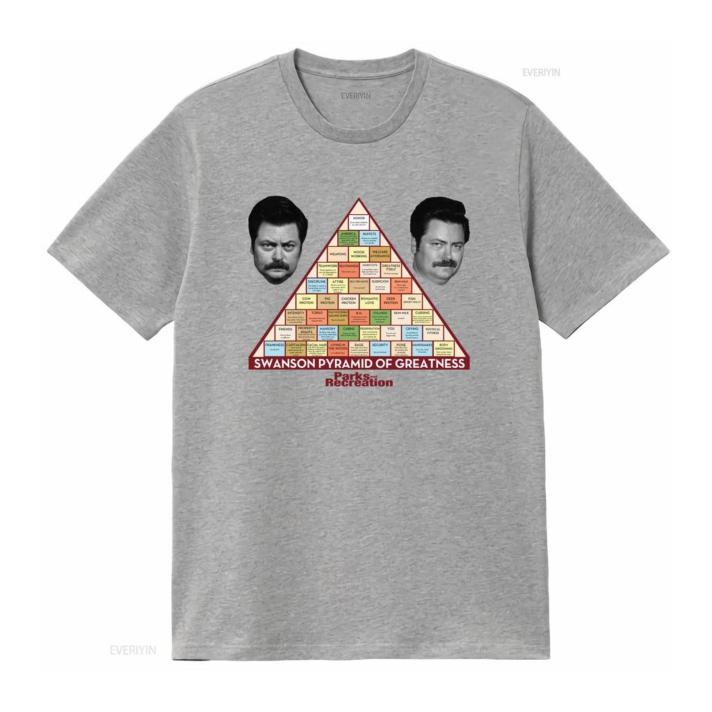 Mens Parks and Recreation Swanson Pyramid Of Greatness T Shirt Unique Design for Fans Vintage Washed Designer Clothes