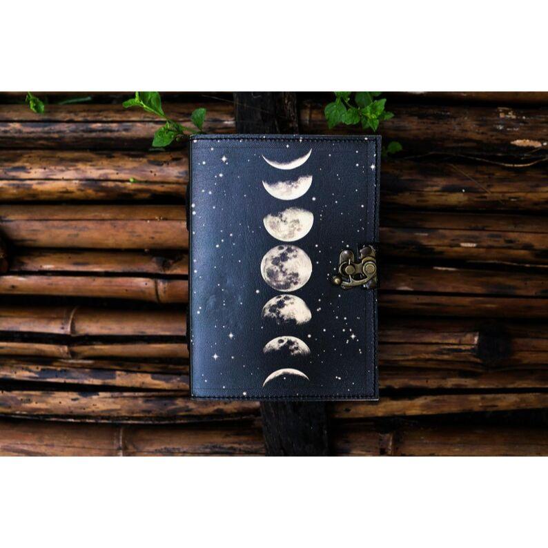 Sun and Moon Handmade Deckle Paper Journal for Men and Women Spell notebook for traveling sketchbook poetry book