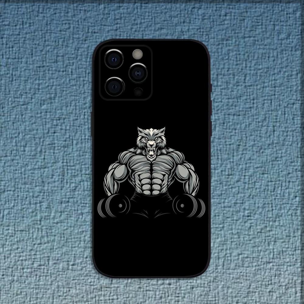 Gym Fitness Bodybuilding Workout Phone Case For iPhone 16,15,14,13,12,11,Pro,X,XS,Max,XR,Plus,Mini Soft Black Cover
