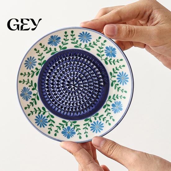 Garlic Mincer Ceramic Grinder Plate Bowl, Manual Ginger Fruit Zester Grater Herb And Dish, All-in-One Prep Mixing Serving Tray, Modern Minimalist