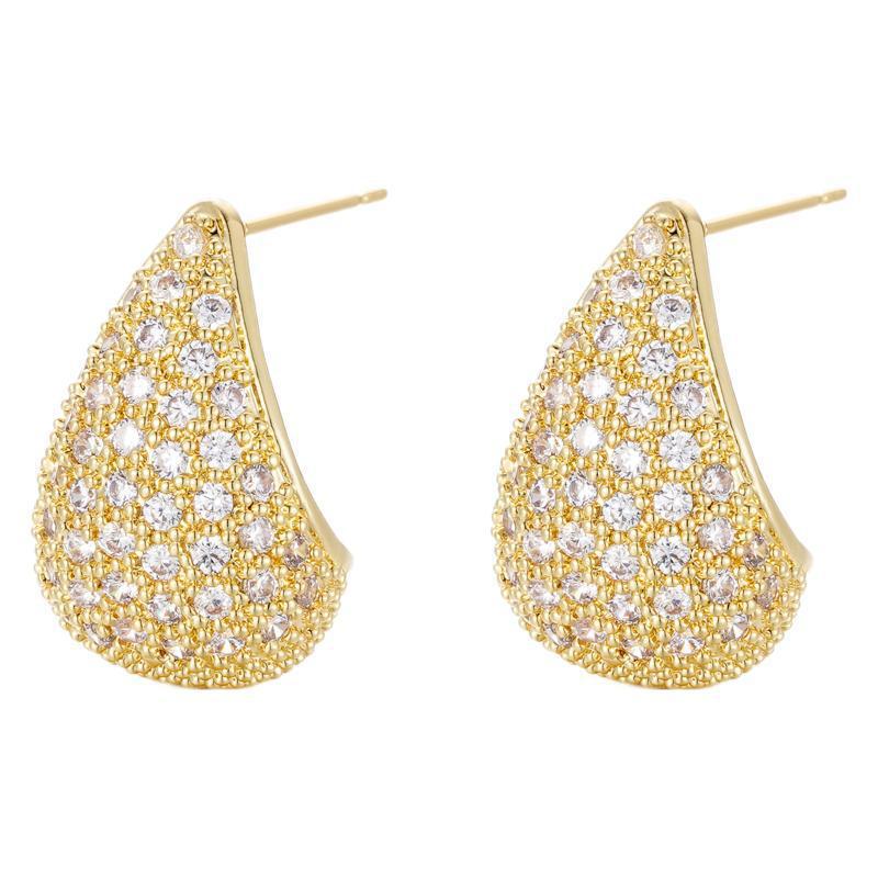Teardrop Zircon Micro-Inlaid Earrings: Lightweight Luxury, Fashion-Forward, Personalized, Simple Design.