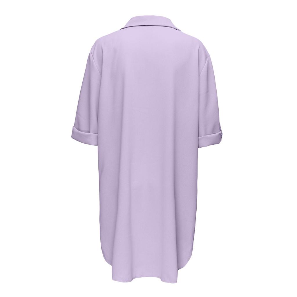 Fashion Womens Color V-Neck Women's Pockets Long Sleeved Shirts Top