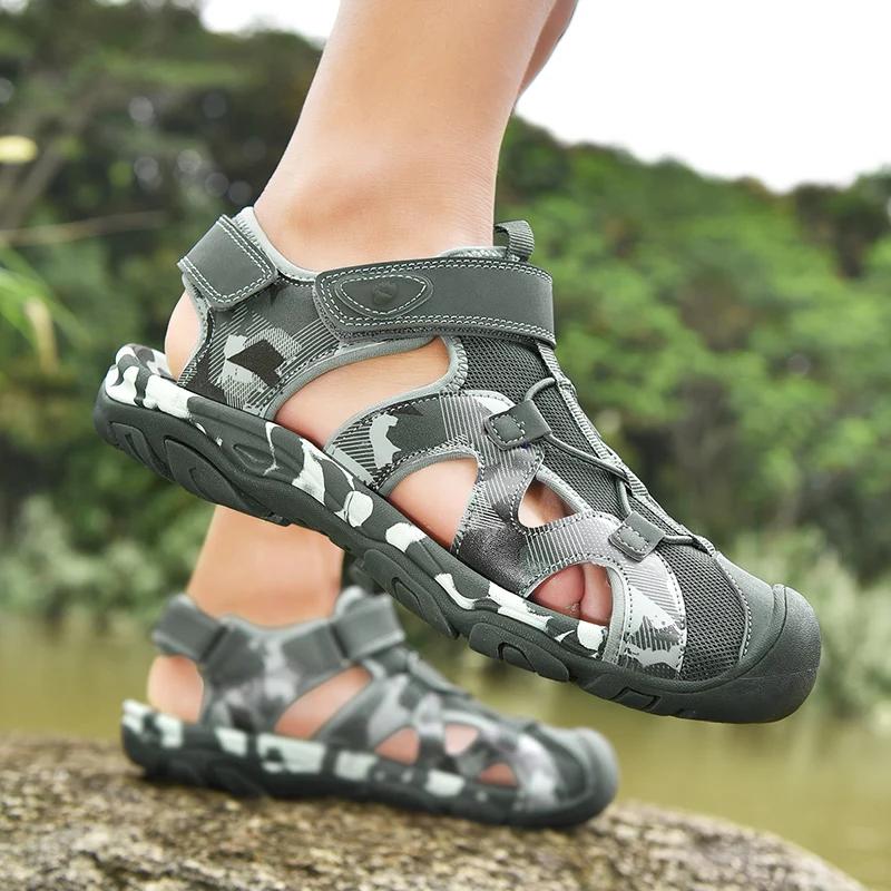 Fashion SYTK Summer Sandals Men Outdoor Beach Casual Shoes Fashion Leather Roman Walking Footwear Soft Slippers for Men Sandalias