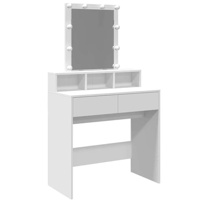 VidaXL Coiffeuse avec LED blanc 80x41x144,5 cm, table de maquillage, coiffeuse de chambre à coucher, coiffeuse avec miroir, 848178