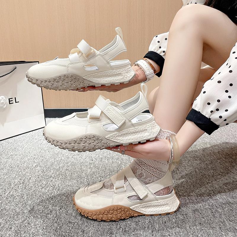 Mary Jane Baotou Sports Sandals Hollow Velcro Breathable Casual Moral Training Shoes Forrest Gump Shoes