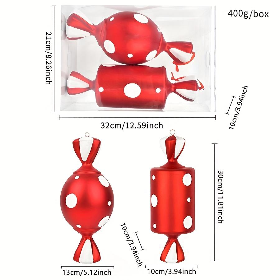Vánoční dekorace 30cm červené cukroví rekvizity ozdoby na vánoční stromek, sada 2 kusů