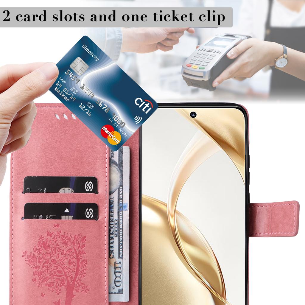 For Honor 200 5G Phone Case with Stand Cat Tree Pattern Leather Wallet Mobile Cover