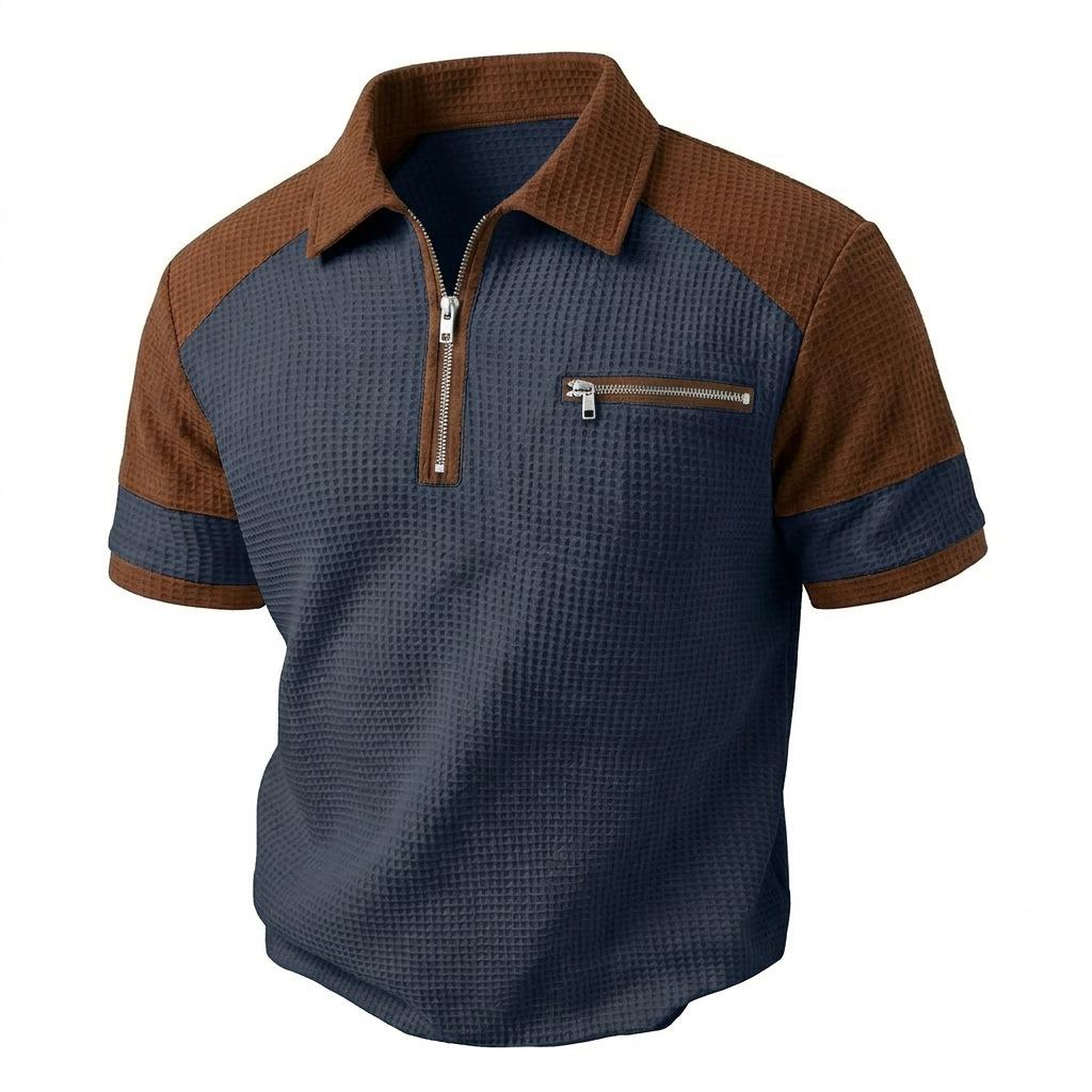 Zhuoneng Clothing Zomer Mode Geruite Poloshirt met Ritszakken � Heren Sport Poloshirt L Vloot