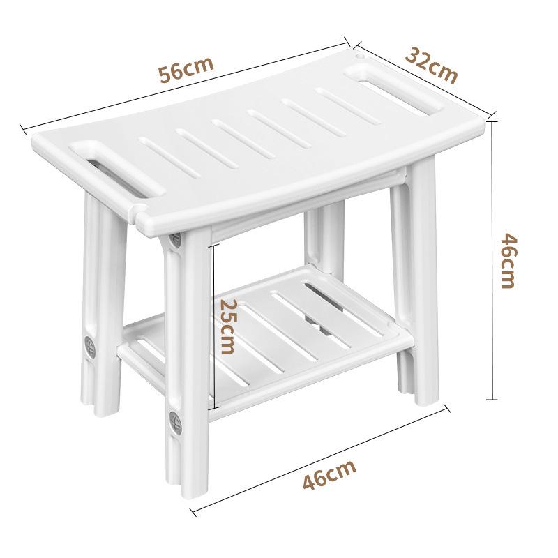 Non-slip Double Layer Bathroom Stool for Elderly, Pregnant Women, and Children - Shower Seat & Storage