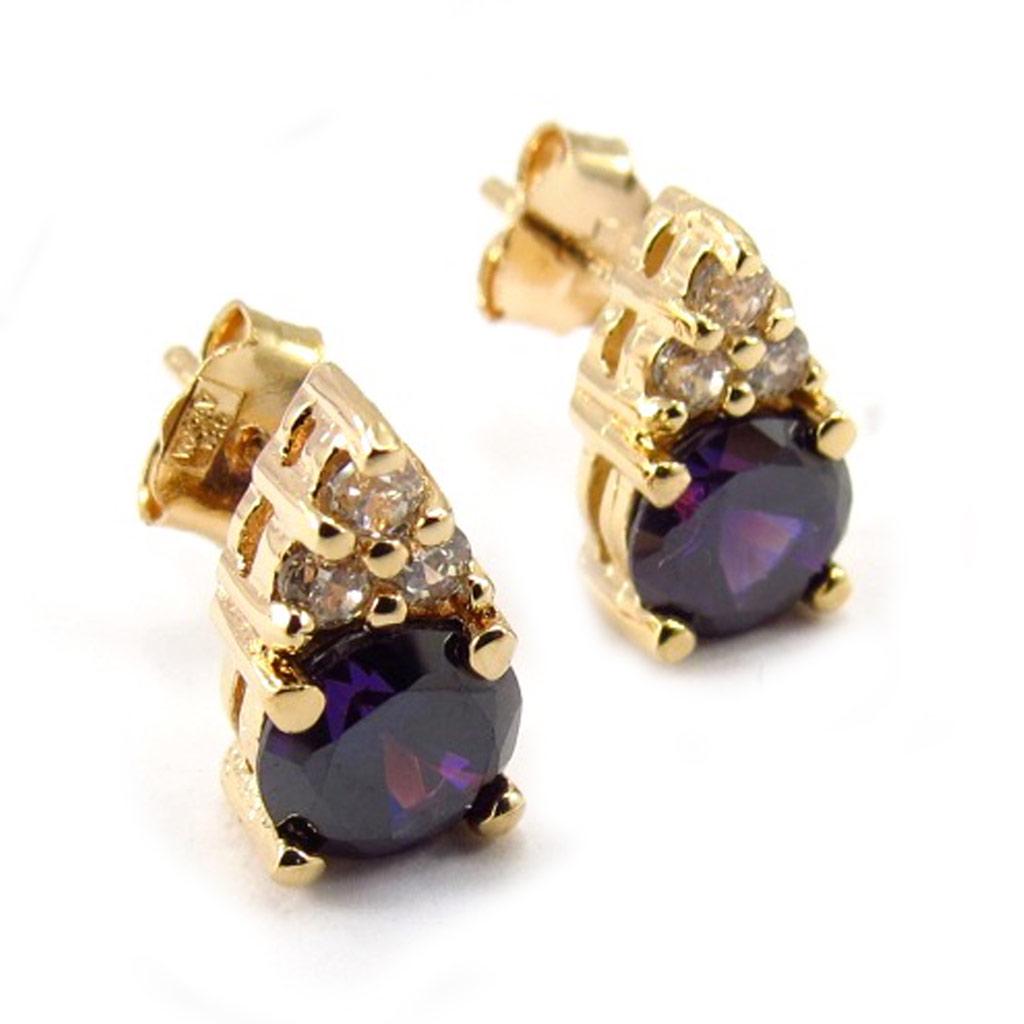Les Trésors De Lily [K4754] - Gold Plated 'Celestina' Amethyst Earrings