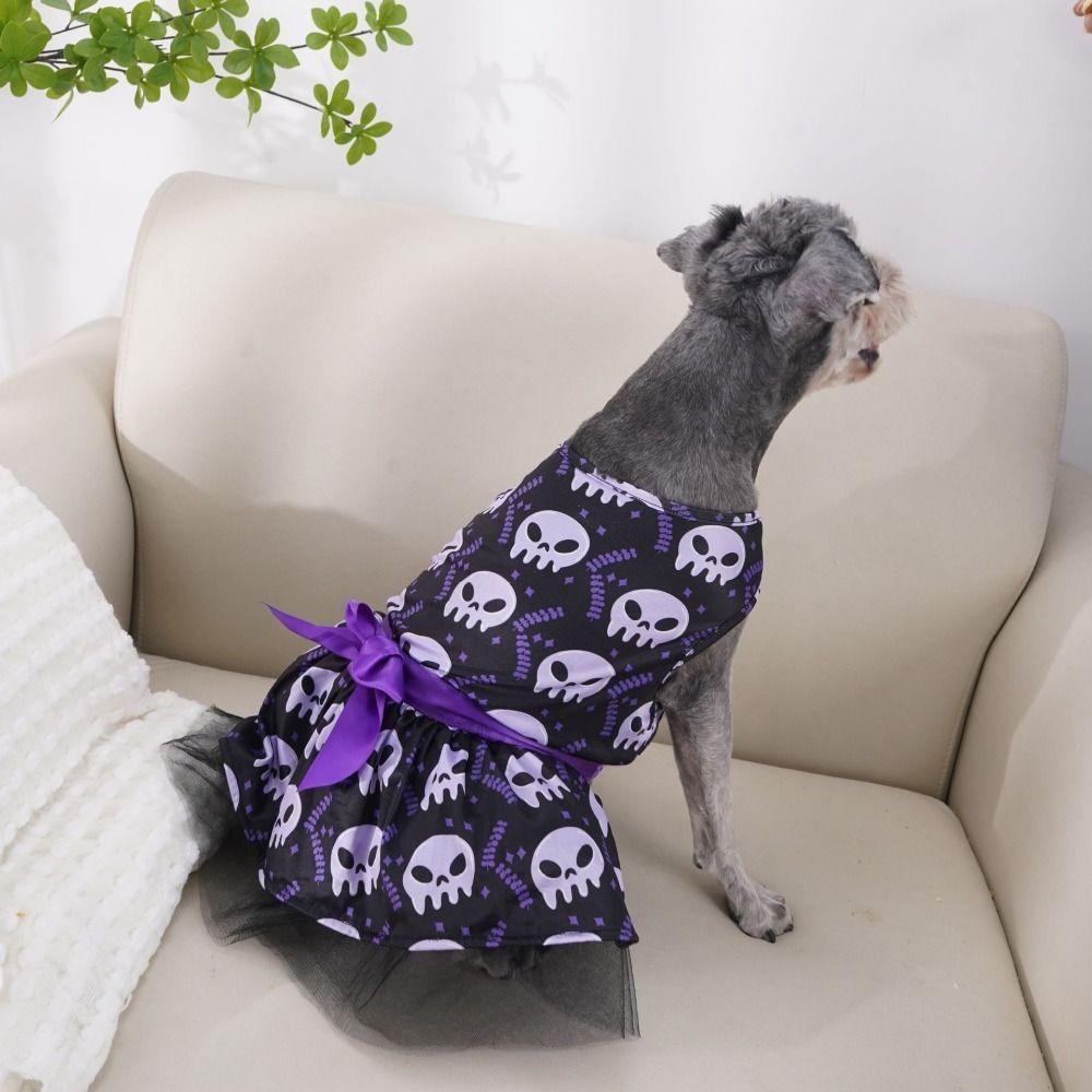 Breathable Dog Pumpkin Dress Polyester Dog Bat Dress Decorative Halloween Dog Clothes  Halloween