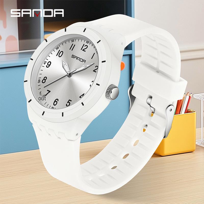 Sanda Unisex Waterproof Exam Quartz Watch for Middle School Students - Korean Style, Simple, Luminous, Sports Design