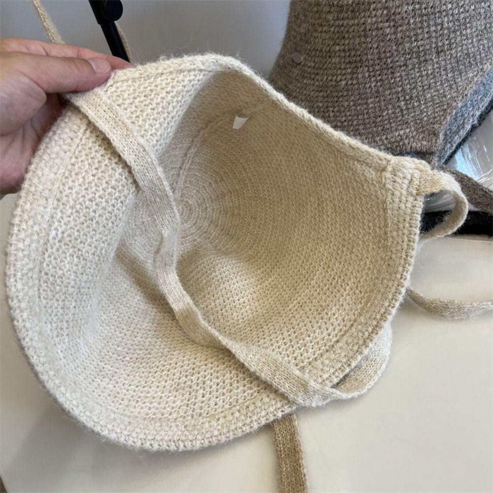 Wool Blend Fisherman Hat Knitted Woolen Basin Hat New Girl's Hat  Autumn Winter