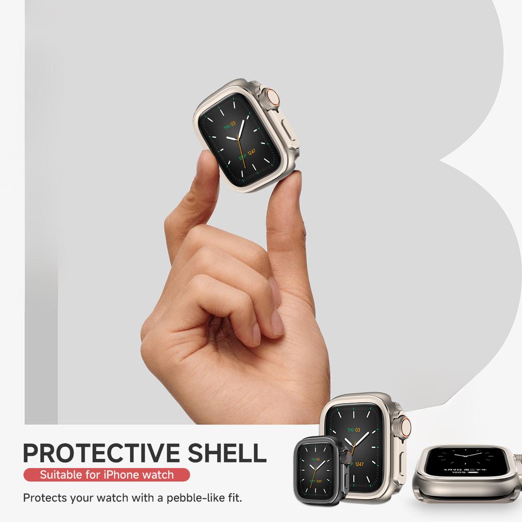 Metalinis buferio dėklas Apple Watch10 46mm apsauginiam rėmeliui, dangtelis iWatch serijai 11 9 8 7 6 5 SE, keisti į Ultra 3 49mm titano